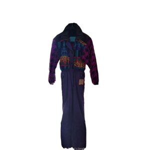 Vintage 90s Retro OBERMEYER One Piece Ski Suit Small + 2 Matching Headbands